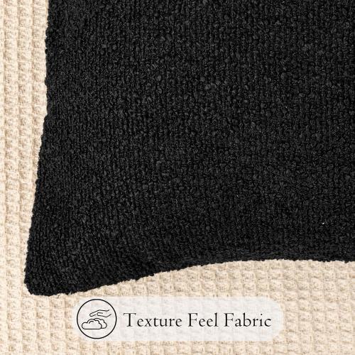 14x36 inch Boucle Lumbar Pillow Cover, Black Woven Texture Neutral Long Pillow Cover Breathable Cushion Case for Couch Sofa Bed Living Room Home Decor (Cover Only)