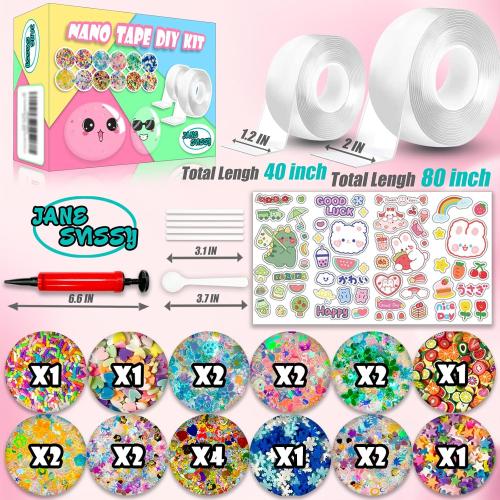 Nano Tape Bubble Kit, Nano Squishy Making kit Tape Bubbles, Arts and Craft DIY Stress Ball Making kit and Crafts for Kids Ages 8-12 Year Bubble Craft Kit Toys 2PCS (2&1.2)