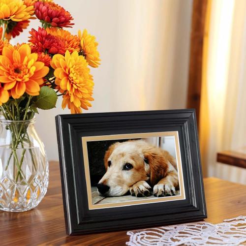 COLOR BROWN ❗❗5x7 USA Natural Oak Wood Picture Frame Matted to 4x6, 1 Pack | Thickened and Widened, Mortise & Tenon,Real HD Tempered Glass, Tabletop or Wall Mount Display Includes Wall Kit