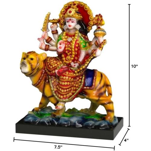 Esplanade Maa Durga MATA Rani Murti Idol Statue Sculpture for Home Mandir - Resin - 10 Inches - Multi