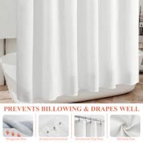 Amazon.com: Barossa Design Waffle Weave White Shower Curtain Hotel Luxury Quality, Fabric Shower Curtains for Bathroom, Pique Pattern Cloth, Water Repellent and Machine Washable, Standard Size 71 x 72 : Home &