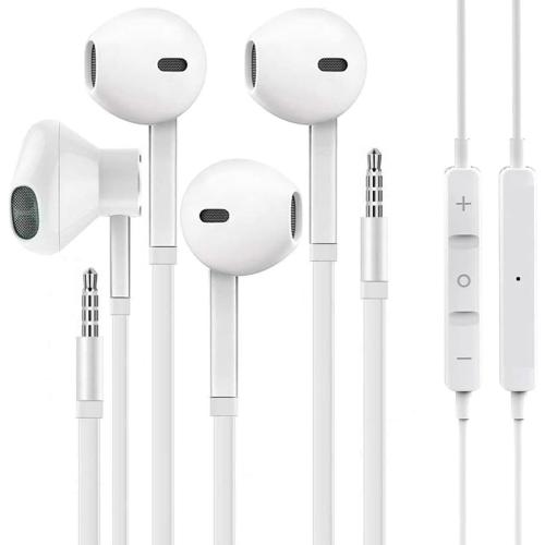 [2 Pack] WEIZY Aux Earbuds/Earphones, Vize 3.5mm Wired Headphones Noise Isolating Earphones Volume Control & Built-in Microphone Compatible with iPhone/Samsung/Android/MP3/MP4