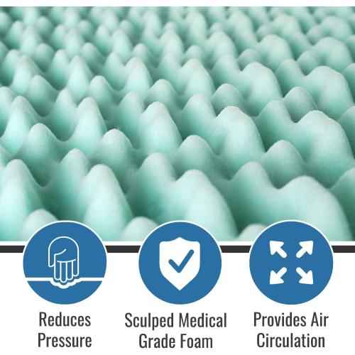 DMI 2-Inch Foam Mattress Topper, Egg Crate Foam Pad for Support, Air Circulation, Pressure Relief & Weight Distribution, Twin Size 33 x 72, Blue