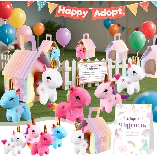 Blueweenly 37 Pcs Adopt a Unicorn Party Favors Set Mini Unicorn Plush Gift