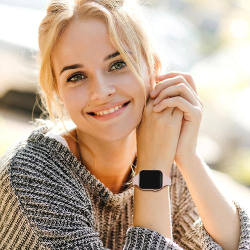 6 Pack Thin Slim Soft Silicone Bands Compatible with Apple Watch Women Men