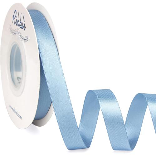Ribbli Dusty Blue Satin Ribbon,Double Faced Satin 1/2 inch x Continuous 25 Yards,Use for Bows Bouquet,Gift Wrapping,Wedding Decoration,Floral Arrangement