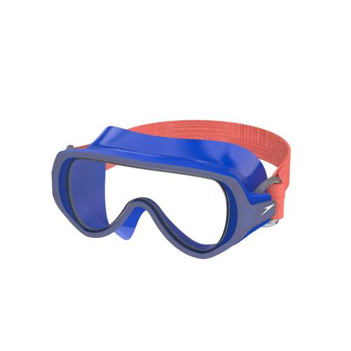 Speedo Kids' Swim Mask with Fabric Strap - Blue/Coral: Ages 3-6, Polycarbonate, TPR