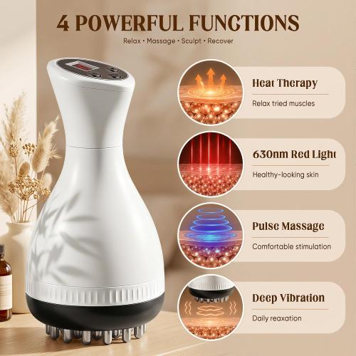 Multford Lymphatic Drainage Massager & Anti Cellulite Massage Tool,White