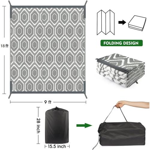 Outdoor Rug, Plastic Woven Patio Mat, Waterproof RV Camping Rug