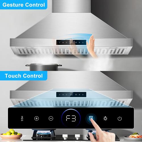 36 inch Range Hood Wall Mount, 1200 CFM Stainless Steel Stove Vent Hoods