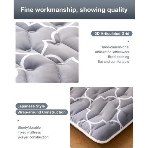 6th Generation Japanese Floor Futon Mattress - Extra-Thick 9-Layer Modern Futon with 100% High-Density Foam, Portable Floor Mattress Sleeping Pad for Adults, Guest Room, Dormitory, Full Size (54X80)