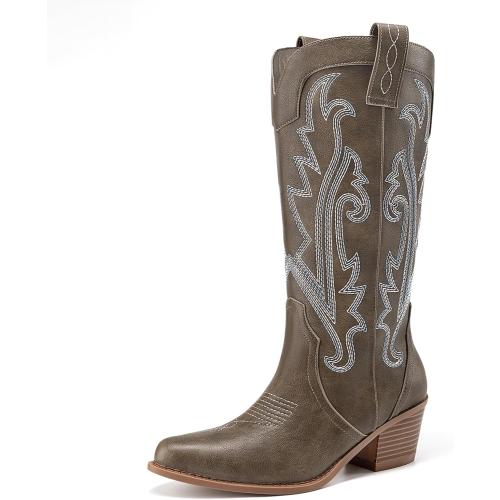 SIZE 8.5 ❗❗Athlefit Women's Embroidered Western Cowboy Boots Mid Calf