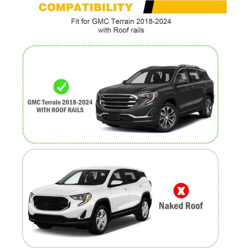 220lbs Cross Bar Roof Rack Fit for GMC Terrain 2018-2024 Cargo Carrier Crossbar Rooftop Accessories (with Side Roof Rails)