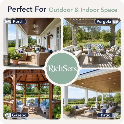 Outdoor Curtains for Patio Waterproof, 8 Panels, Rod Pocket