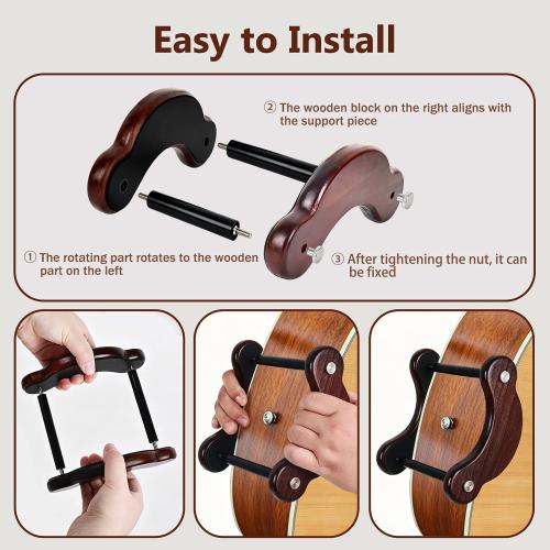 Acoustic Guitar Stand, Portable Adjustable Guitar Stand Floor, Clip-On Self-Standing Solid Wood Guitar, Guitar Holder for Acoustic, Classic and Folk Guitar