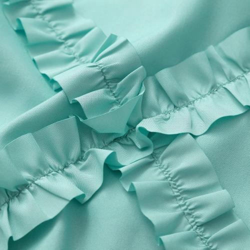 Aqua Ruffle Diamond Fabric Shower Curtain for Bathroom | Farmhouse Rustic Style 72’’x72’’