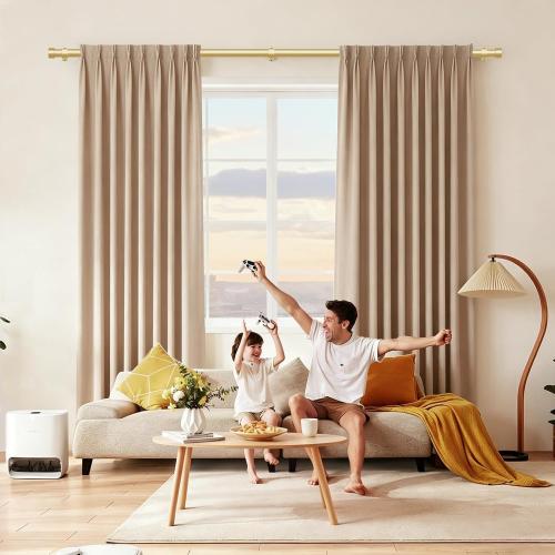 KAMANINA Gold Curtain Rod 32 to 58 Inch, Heavy Duty Window Treatment Rods