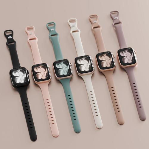 6 Pack Thin Slim Soft Silicone Bands Compatible with Apple Watch Women Men
