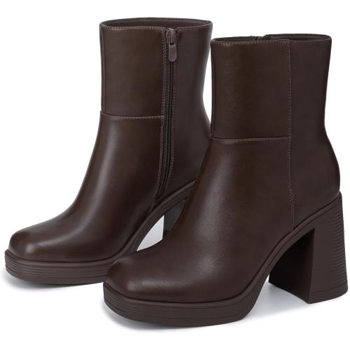 Size 9 thlefit Women's High Chunky Heel Platform Ankle Boots