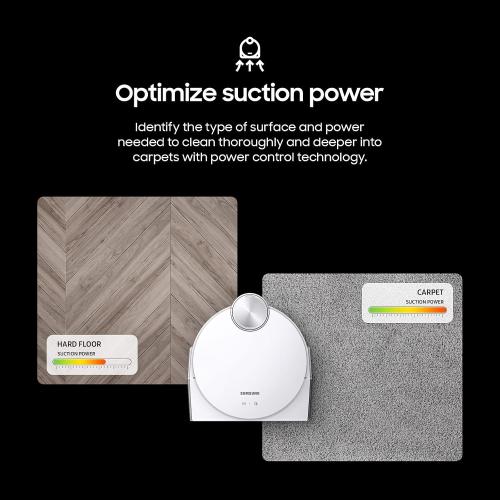 SAMSUNG Jet Bot AI  Robot Vacuum Cleaner w/ Object Recognition, Intelligent Cleaning, Clean Station, 5-Layer Filter, Touchless Dust Removal for Hardwood Floors, Carpets, VR50T95735W, White