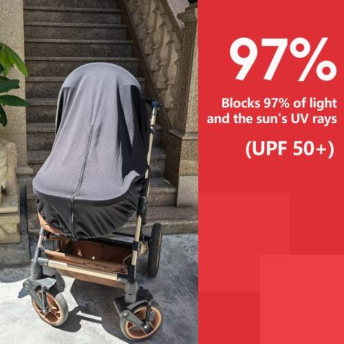 Sun Shade for Baby Strollers (0-6m), UV Sun and Sleep Shade Universal Fit for Baby Travel Size Strollers, Blackout Stroller Cover, Breathable and Stops 99% of The Sun's Rays (UPF50 ) Black