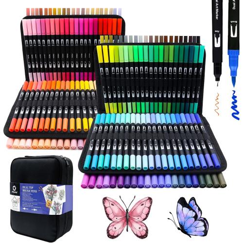 Artecho 168 Colors Dual Tip Markers for Adult Coloring Books with Bag