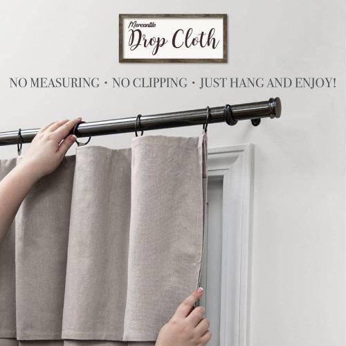 Drop Cloth White Cotton Solid 50 in. W x 84 in. L Ring Top Light Filtering Curtain (Single Panel)