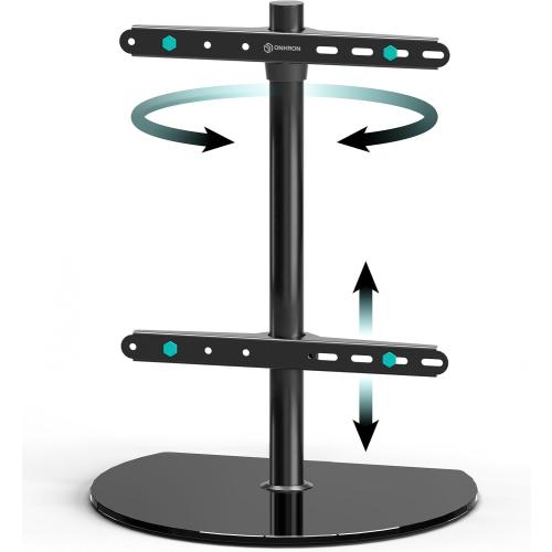 ONKRON Universal TV Stand for 32-65 Inch Screen up to 77 lbs, Height Adjustable, Swivel TV Stand Pedestal, VESA 100x100-400x400, Table Top TV Mount Stand with Tempered Glass Base Black