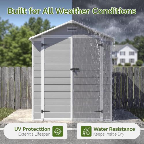 BLACK❗❗❗Patiowell 6x4 FT Plastic Outdoor Storage Shed with Floor,