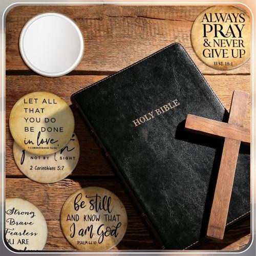 GlikCeil 72 Pcs Christian Compact Mirrors Bulk, Mini Bible Verse Mirrors