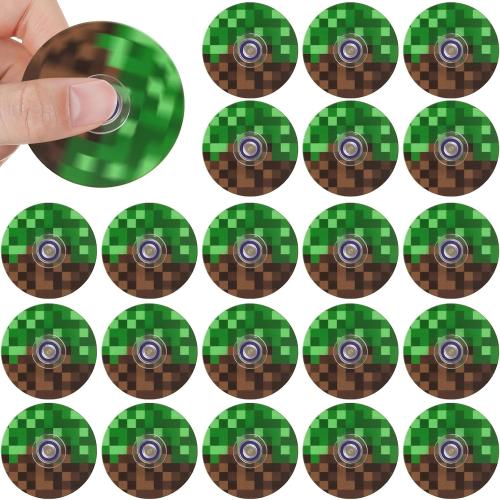 24PCS Pixel Fidget Spinners, Green Pixel Theme Birthday Party Favors