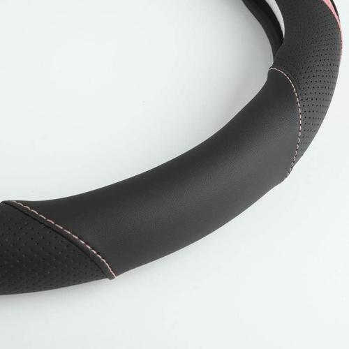 Szttswamp Car Steering Wheel Cover, Microfiber Leather Pink 14.5-15 Inch