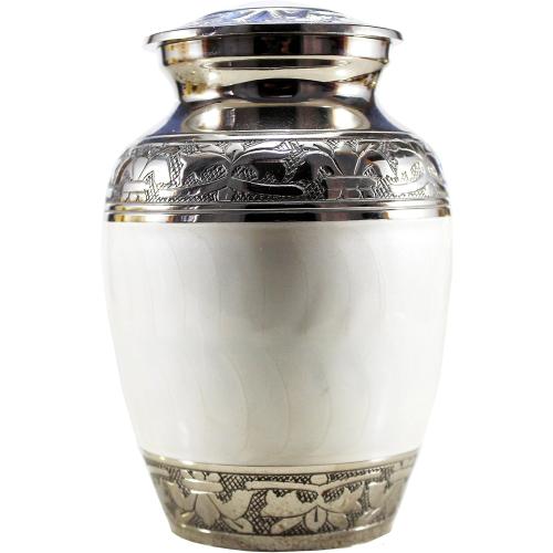 Size 6 Color White eSplanade Cremation Urn Memorial Container Jar Pot | Metal Burial Urns | Keepsake for Ashes | Brass - White - 6 Inches (Medium)