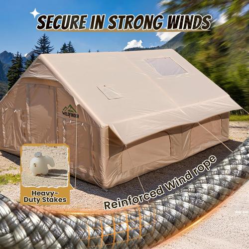 Inflatable Tent with Skylight, Quick Setup Blow Up Tents with Pump, Hot Tent with Stove Jack, Waterproof Oxford Inflatable House for Camping, Air Glamping Tents for Camping Adult