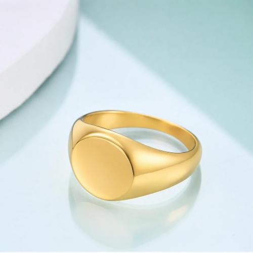 MYNENEY Stainless Steel Round Statement Pinky Signet Rings for Men Women