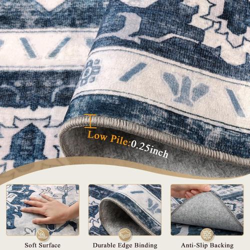 6x9 Area Rugs Living Room Rug: Soft Vintage Washable Rug