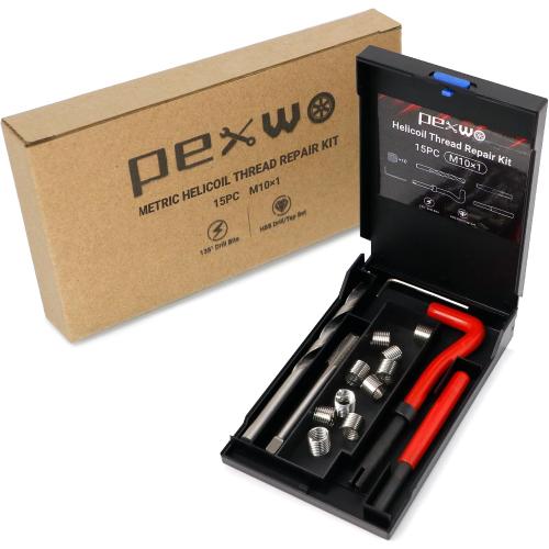 M10×1.0 Helicoil Thread Repair Kit, Thread Repair Tool with HSS Drill Bit & Thread Inserts, Metric Thread Repair Installation Kit for Rethreading Internal Threads with Carry Case