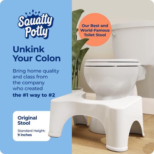 Squatty Potty Original Bathroom Toilet Stool 9 Inches Tall - White | Ergonomic Squat Footrest Bathroom Stool for Improved Bowel Health and Natural Posture