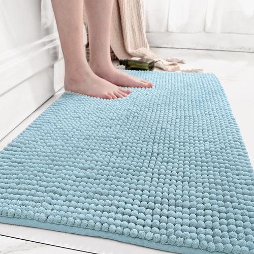 Bathroom Rug Mat,Luxury Chenille Super Soft Absorbent Rug,Non-Slip Quick Dry Microfiber Mats,Machine Washable Rubber Backing Bath Mat,Bath Rug Mats for Floor,Tub and Rain Showers (Blue-24x36)