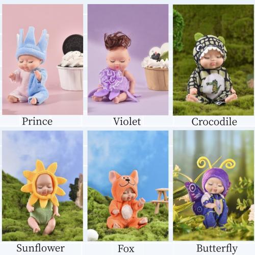 4 Inch Mini Baby Dolls 6pcs Set Cute Realistic Baby Dolls Toys with Handmade Doll Clothes for Suitability Kids 3 and up Forest