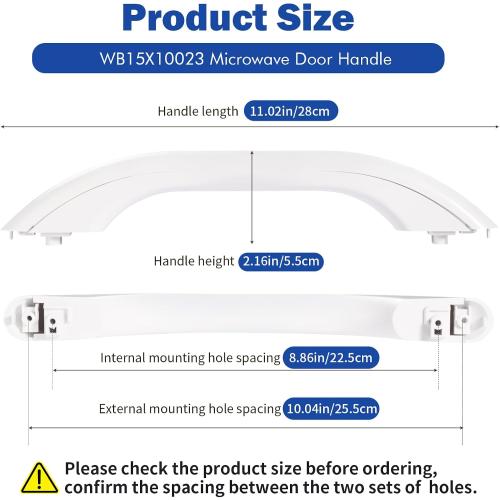WB15X10023 Microwave Oven Door Handle White Compatible with GE HotPoint EMO2000C01WW EMO2000C02WW JVM1410WC001 JVM1410WC002, Replacement 769529 WB15X10084 AP2021174 EAP232103 PS232103