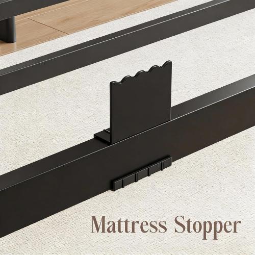 King Metal Bed Frame 14 Inch, Heavy Duty Platform, No Box Spring Needed | Headboard compatible, round corners, under-bed storage, mattress retainers, squeak-resistant, easy assembly
