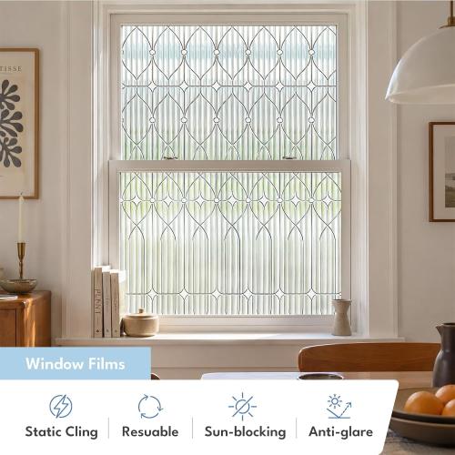 ADD.HERES Window Privacy Film, Glass Decorative Static Cling, 17.5 x 78.7