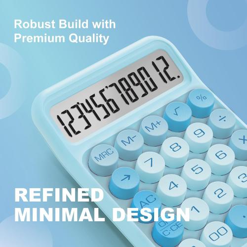 CATIGA Mechanical Switch Calculator, Blue Calculator with 12 Digit Large LCD Display & Big Buttons for Office Desk, Classroom Math, Back to School Supplies, Cute Aesthetic Desk Accessories