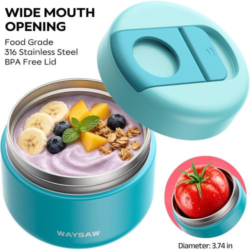14 oz Kids Thermo for Hot Food, Leakproof Insulated Vacuum Jar/Blue