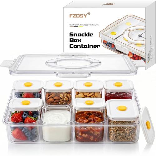 Snackle Serving Tray with Lid – Leak-Proof Upgraded Snack Platter for Dips, Sauces, Fruits & Veggies – Airtight Covered Food Tray for BBQ, Picnics, Road Trips & Outdoor Entertaining