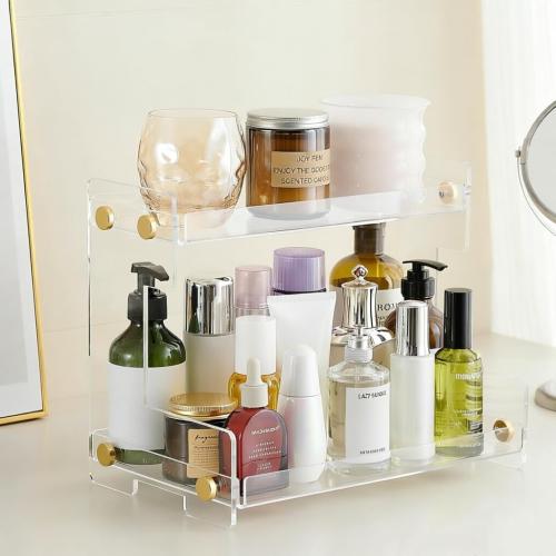 Bathroom Counter Organizer Acrylic Standing Holder Cosmetic Storage Perfume Shelf for Bathroom Bedroom Dressing Table1