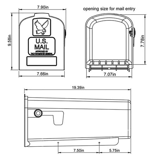 Architectural Mailboxes Parsons Classic Plastic Post Mount Black Mailbox