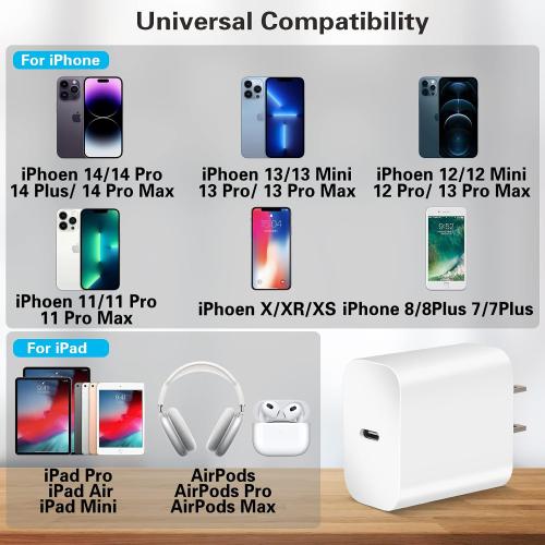 iPhone Fast Charger,Apple Charger Super Quick iPhone Charger Fast Charging,2Pack 10FT Long Type-C to Lightning Cable Cord USB C Wall Charger Block Adapter for iPhone 14 13 12 11/13Pro Max/12Mini/XS/XR