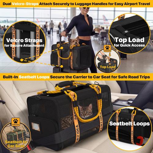 PAWZIDEA Expandable Pet Carrier for Small Cats & Dogs, TSA Airline Approved